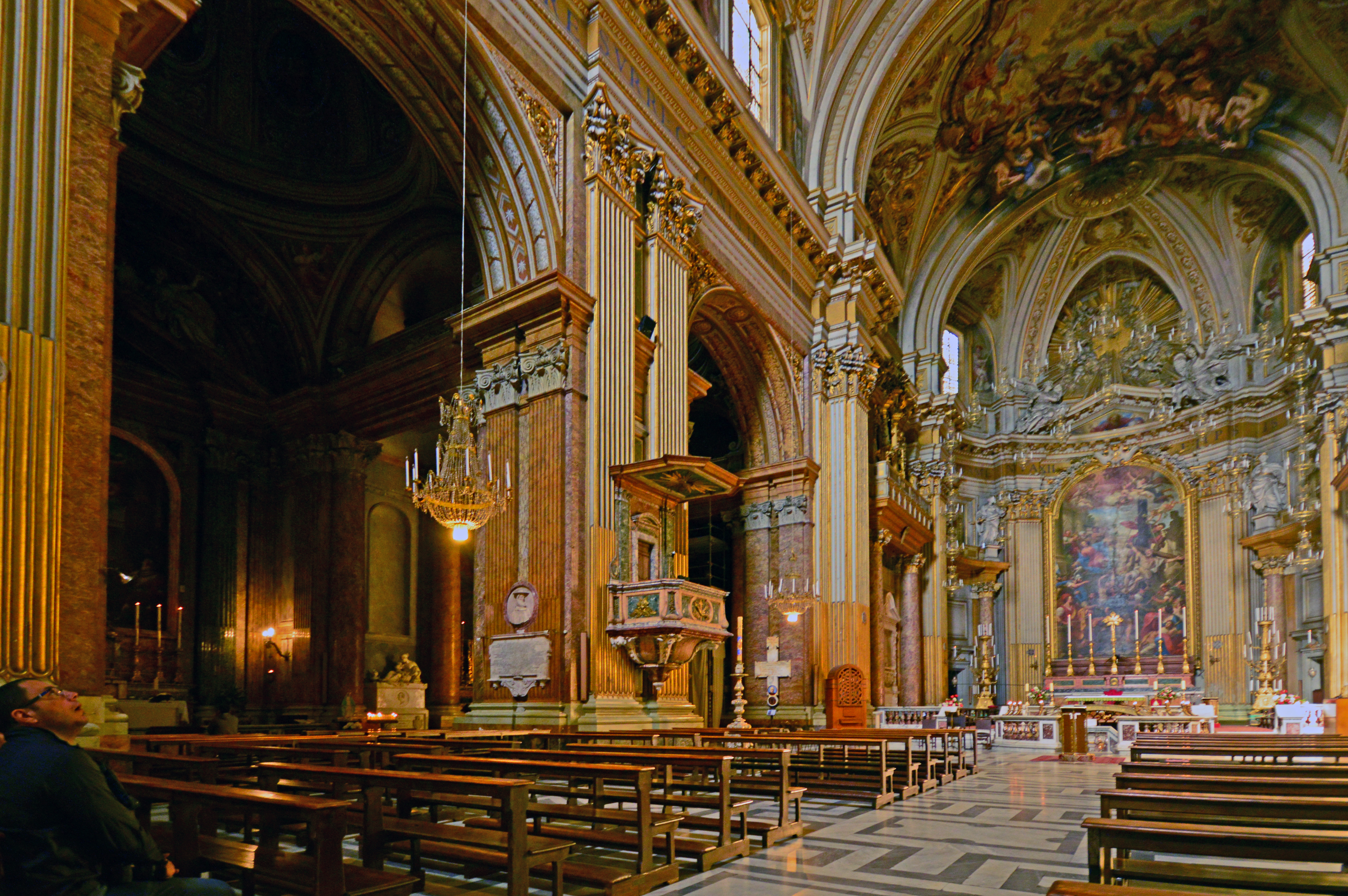 intricate frescoes and detailed moldings