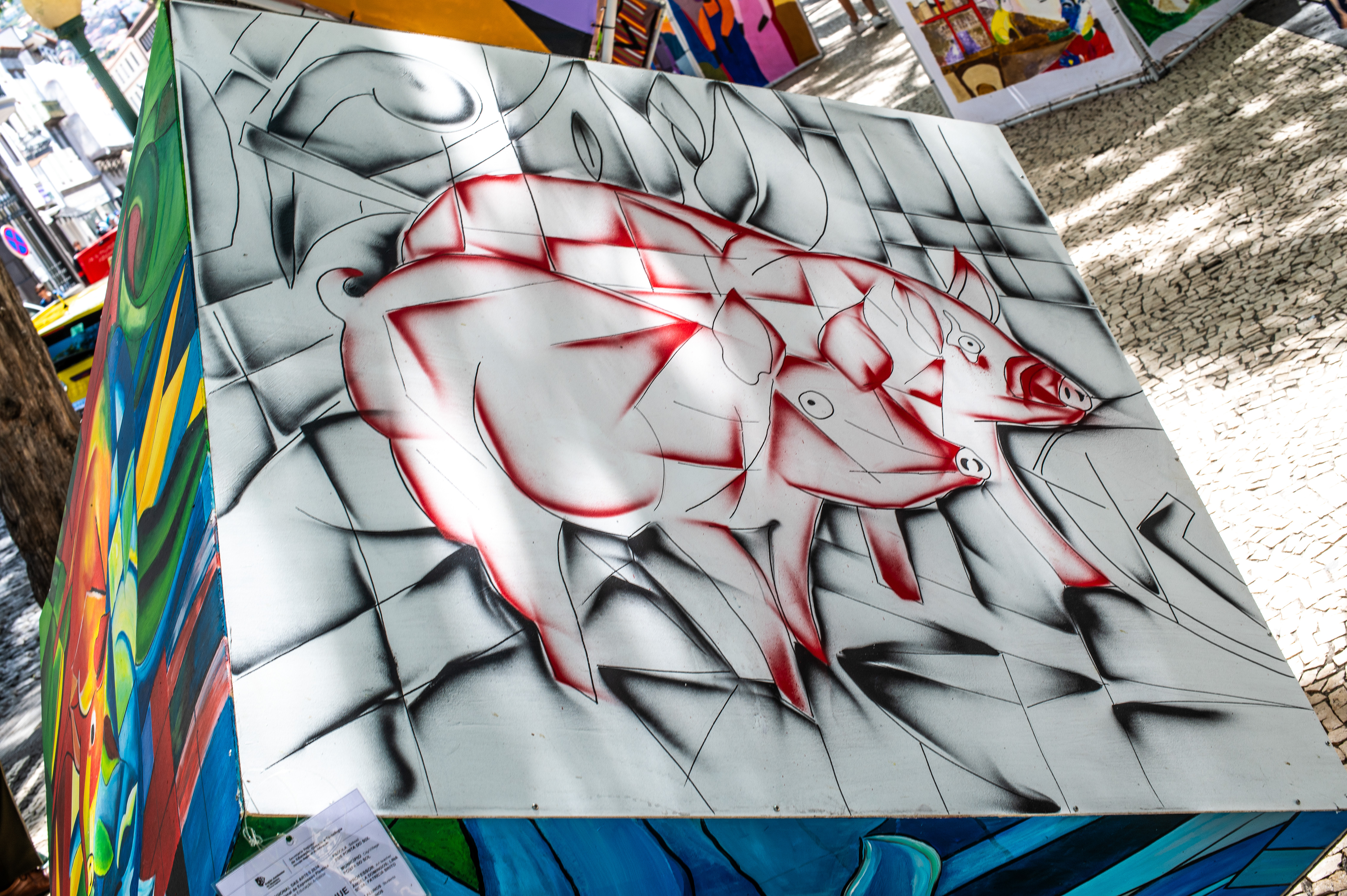 abstract artwork of a pig's head