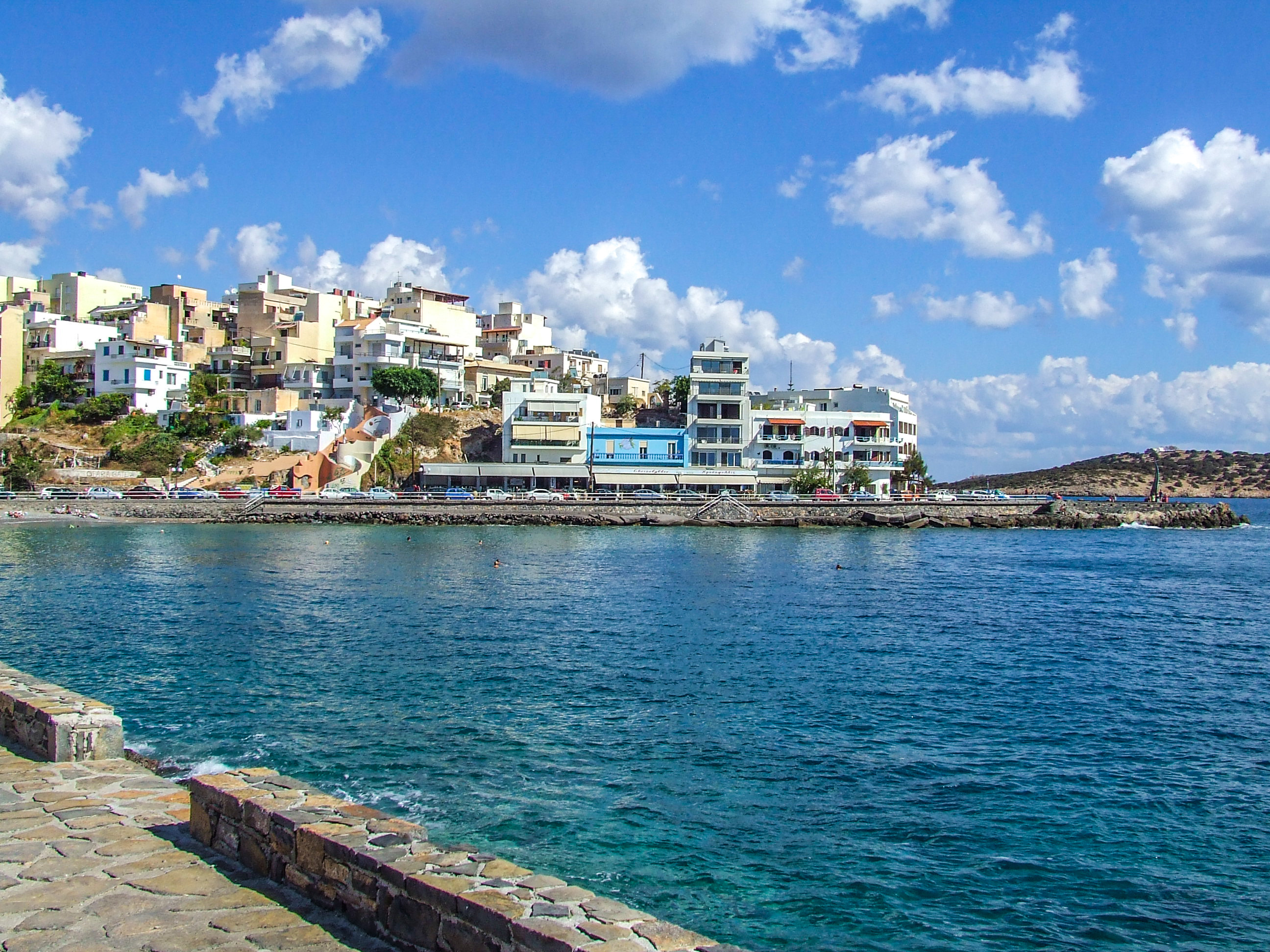 coastal town with a variety of buildings