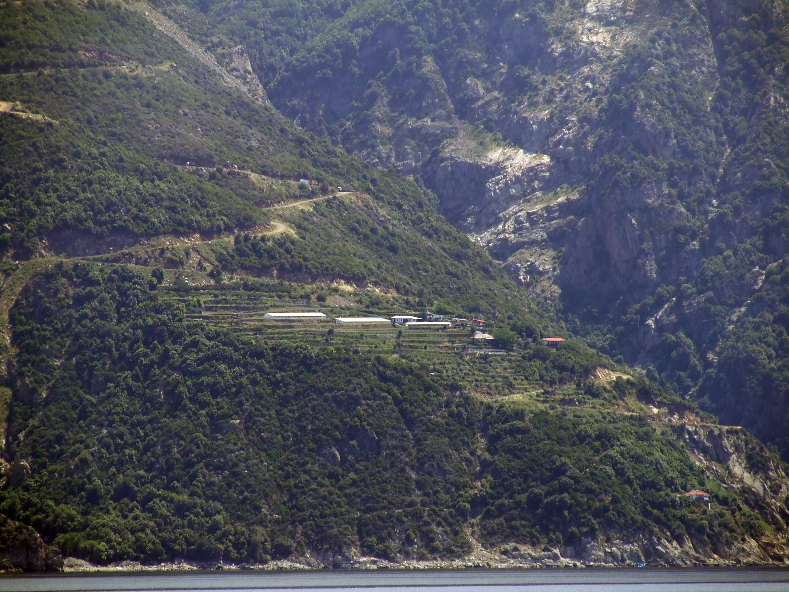 View of the Monastic Community of Mount Athos from a tourist boat