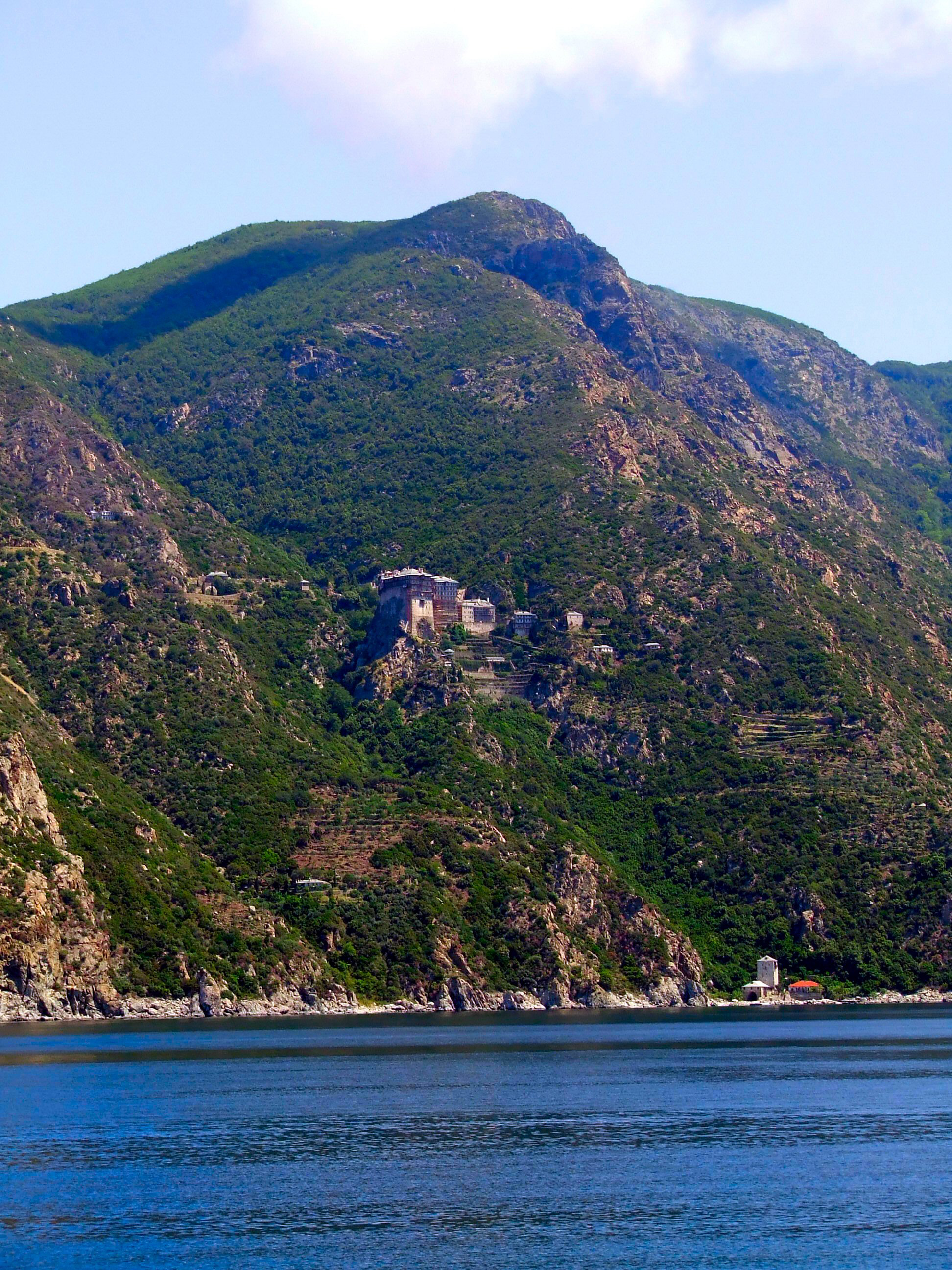 View of the Monastic Community of Mount Athos from a tourist boat