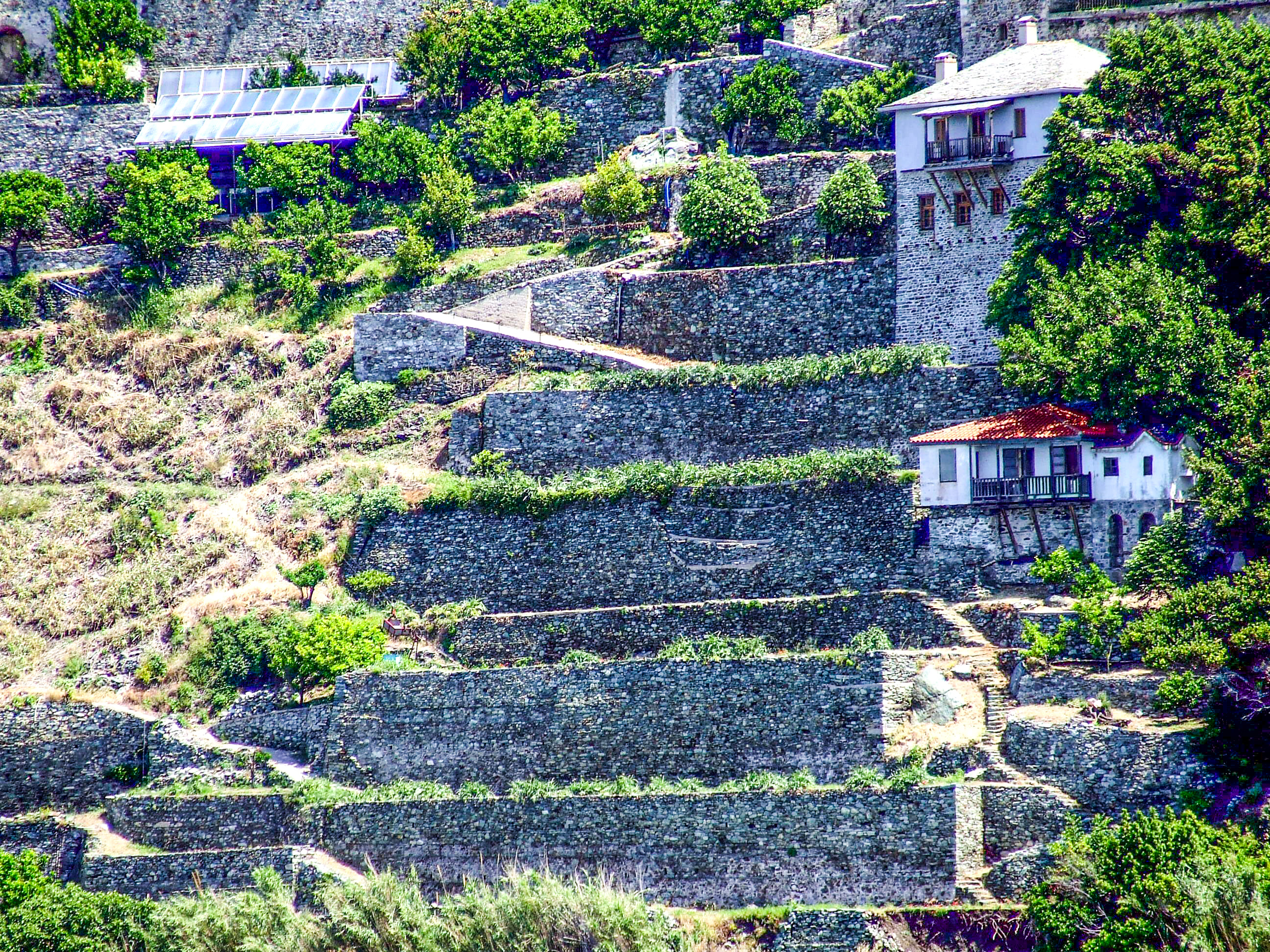 View of the Monastic Community of Mount Athos from a tourist boat