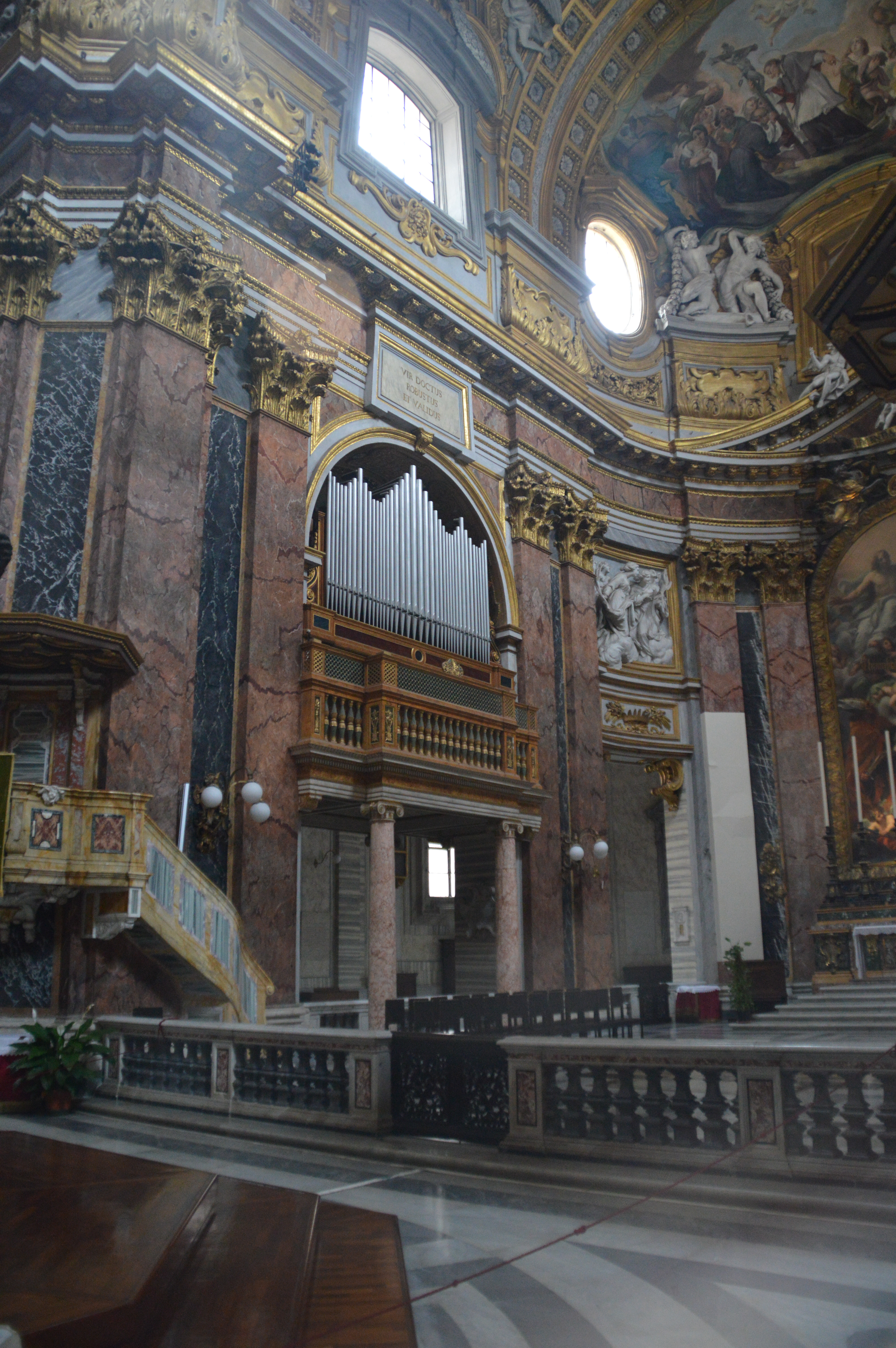 intricately designed pipe organ