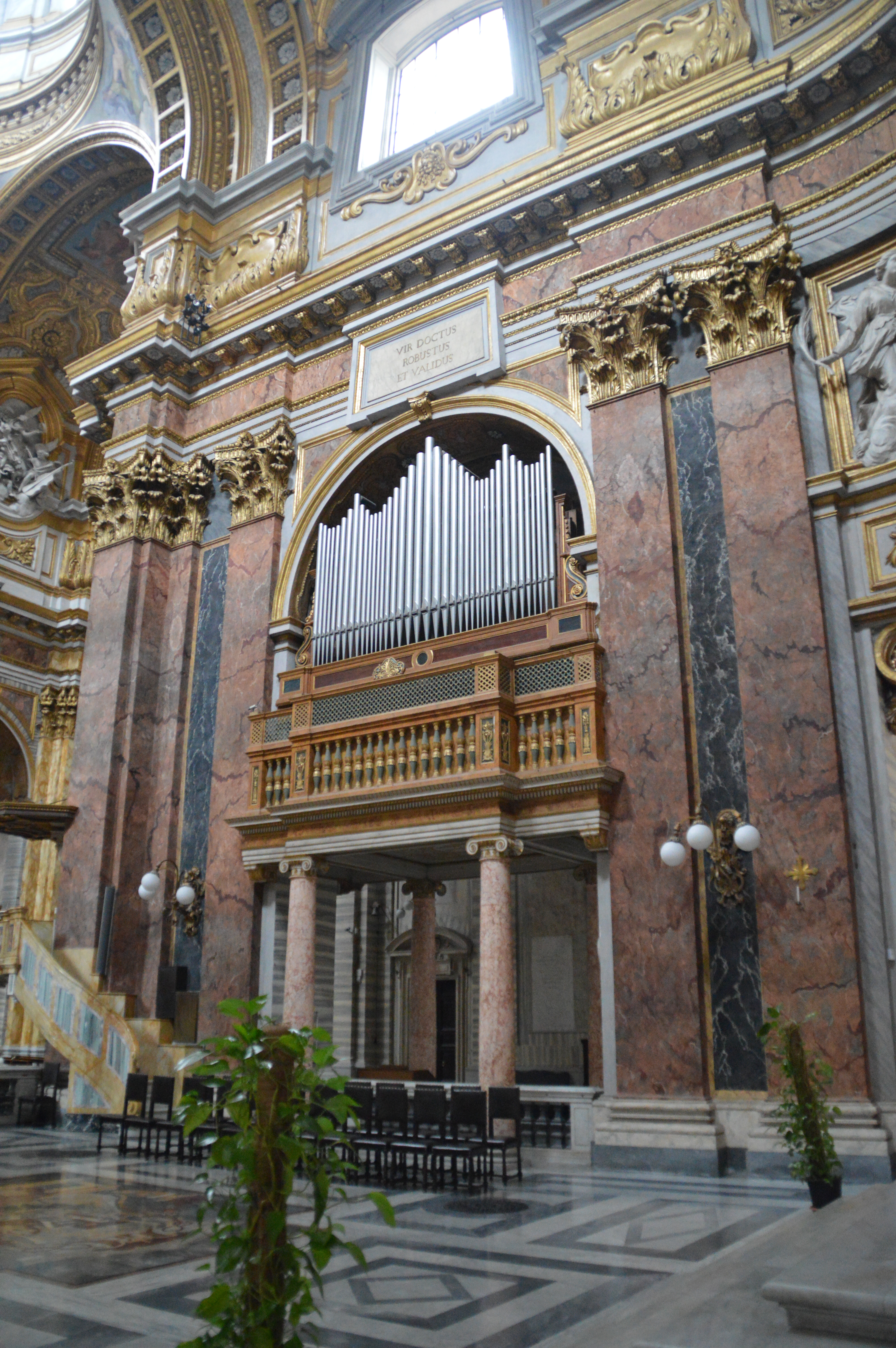 intricately designed pipe organ