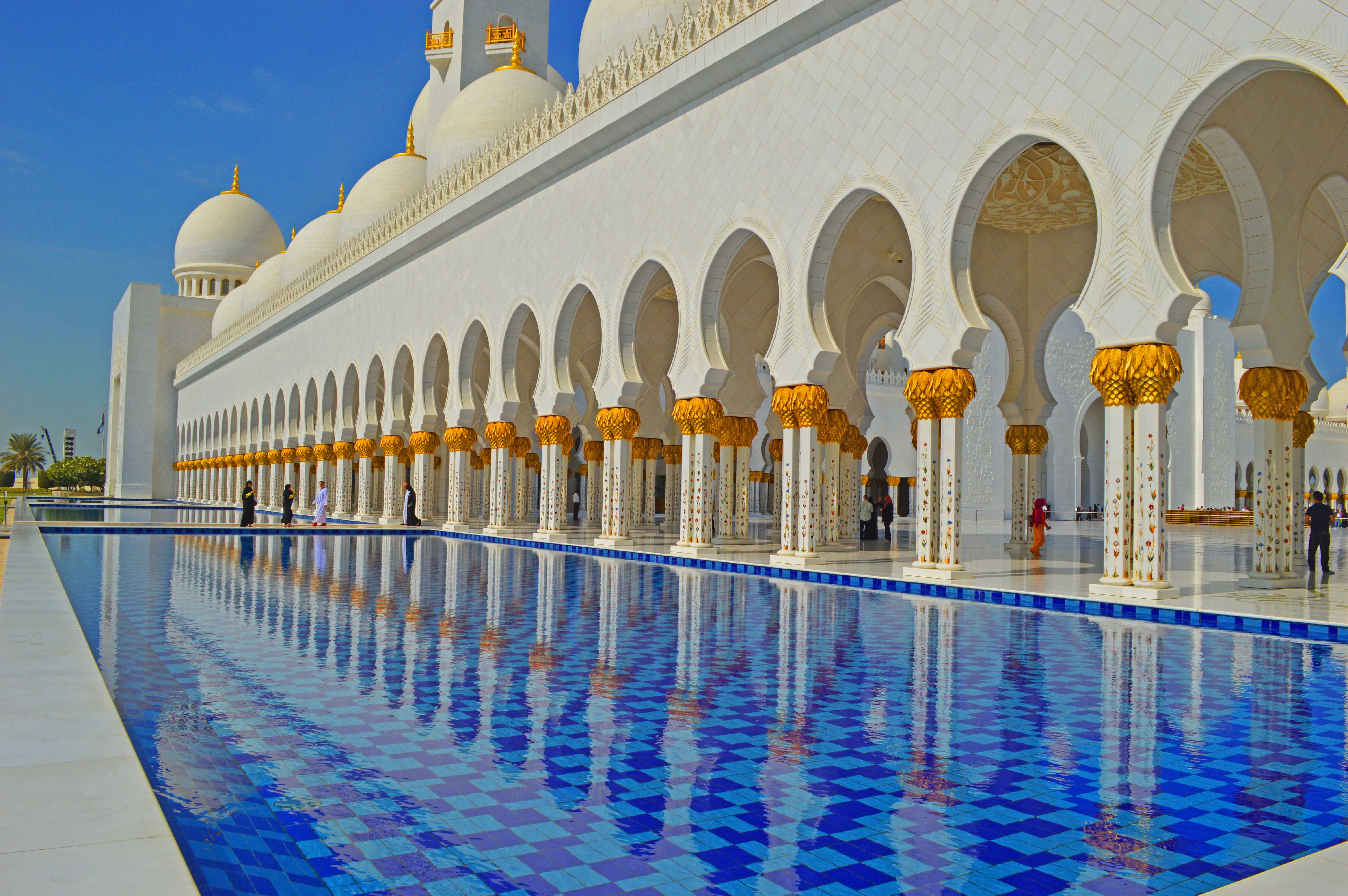 reflective blue pool