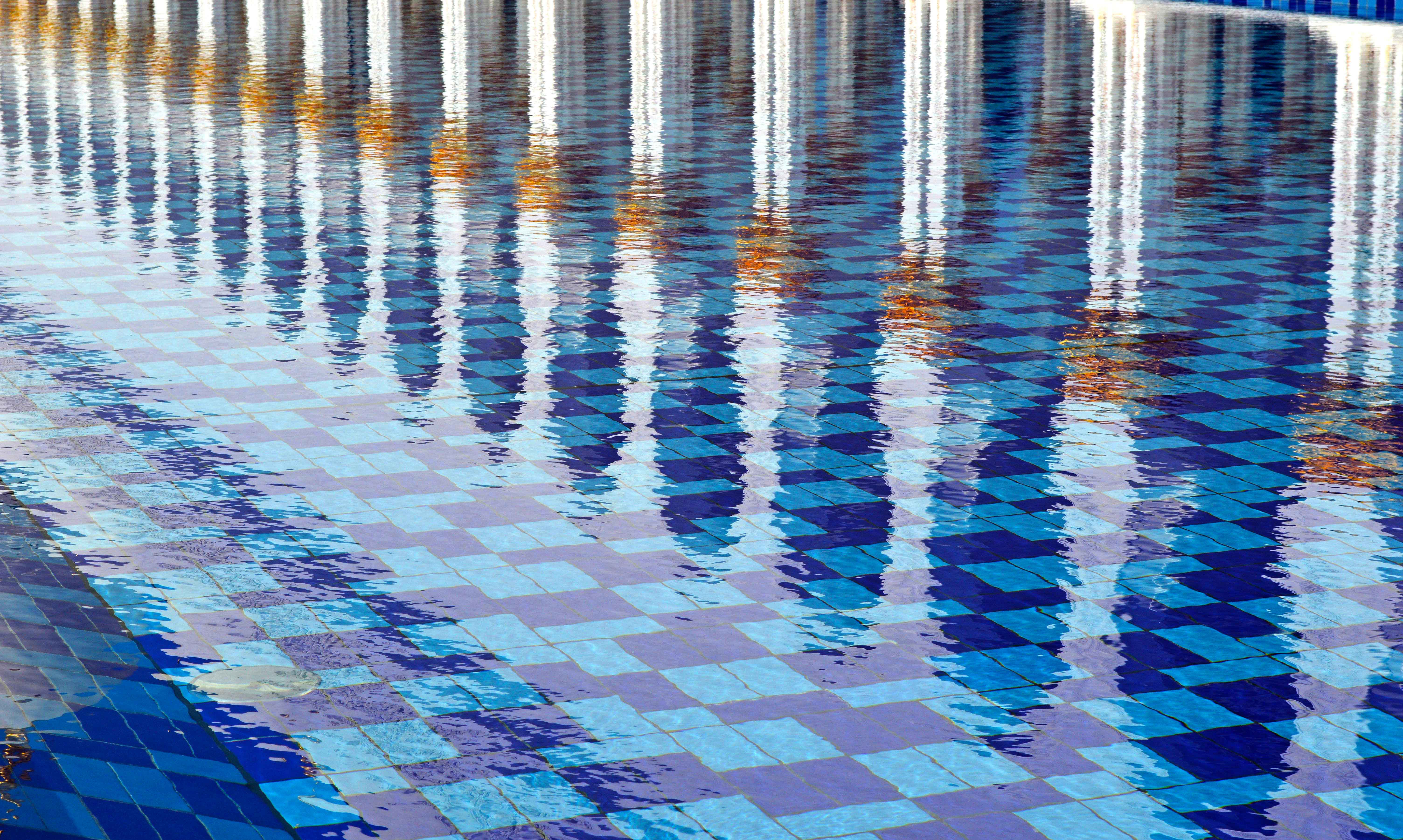 reflective blue pool