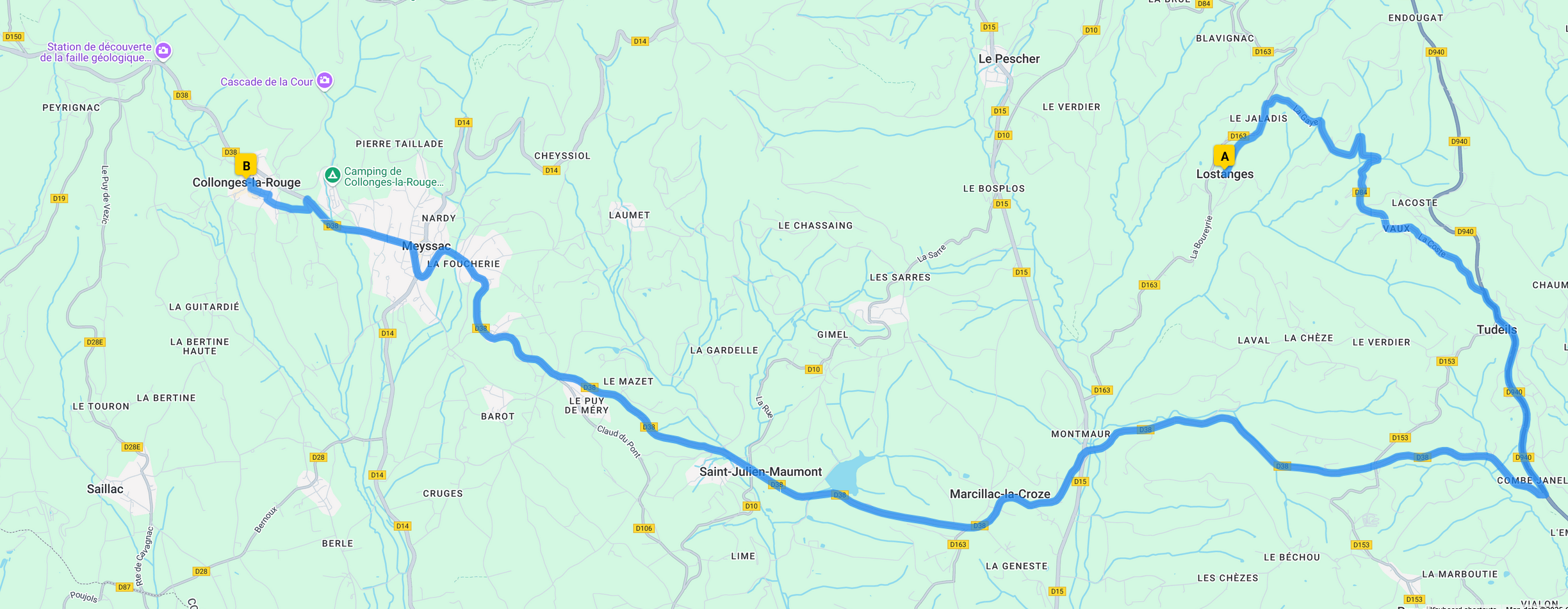 map of Collanges-la-Rouge