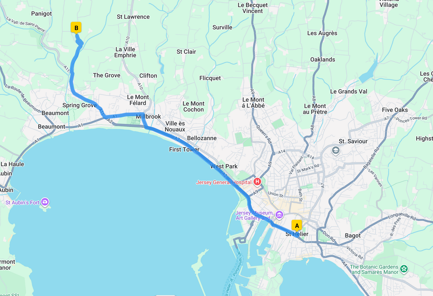 map for Jersey War Tunnels,